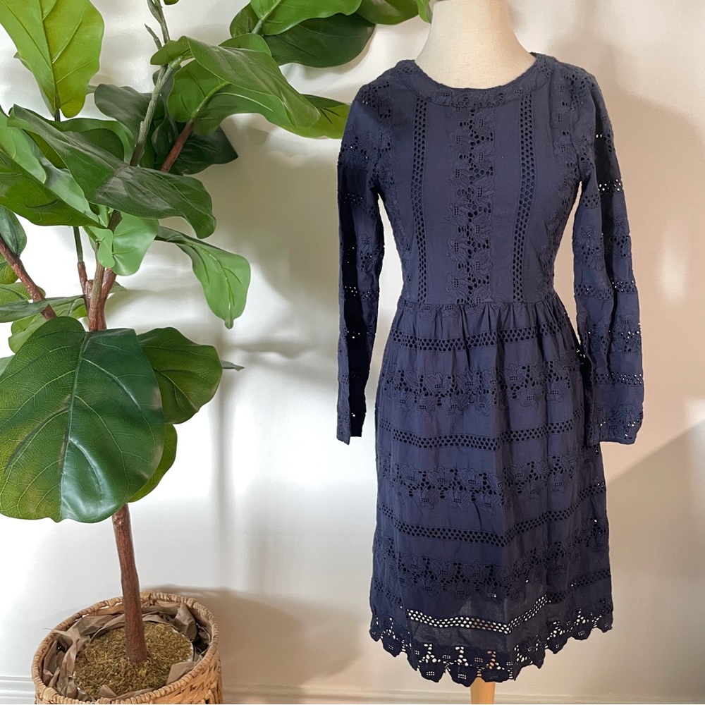 Roolee | Navy Blue Lace Long Sleeve Dress